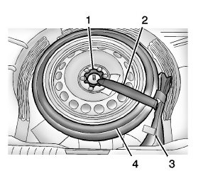 Dépose du pneu de secours et des outils