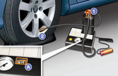 - Connectez la prise électrique du compresseur à la prise 12V du véhicule.
