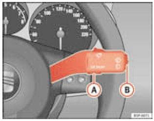 Levier de l'essuieglace : la touche A sert à confirmer les