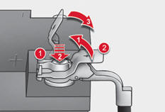 - Positionnez le collier 1 ouvert du câble sur la borne (+) de la